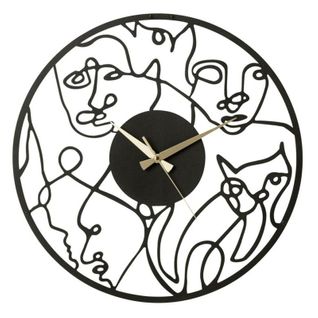 Horloge Murale En Métal "visages" 49cm Noir