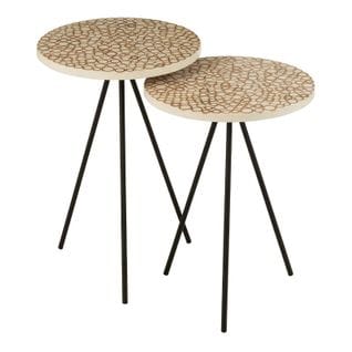 Lot De 2 Tables Gigognes "cercles" 58cm Crème