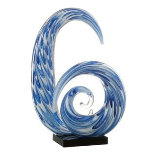 Presse-papier En Verre "tentacule Spirale" 35cm Bleu