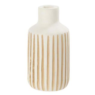 Vase Design En Bois "ying" 33cm Blanc et Naturel