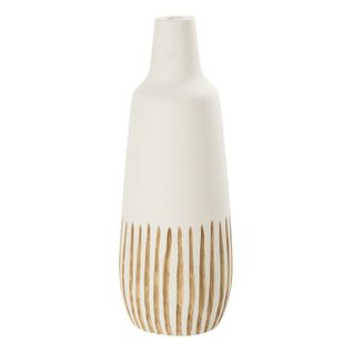 Vase Design En Bois "ying" 56cm Blanc et Naturel