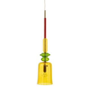 Lampe Suspension En Verre "zoe" 160cm Jaune