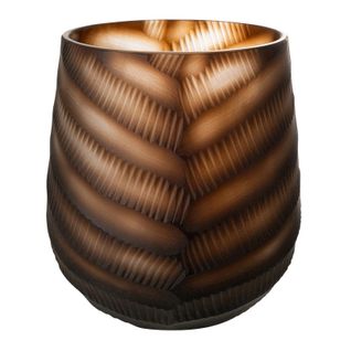 Vase Design Sculpté En Verre "césar" 17cm Marron