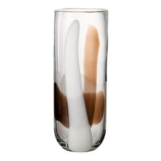 Vase Design En Verre "iggy" 37cm Blanc et Marron