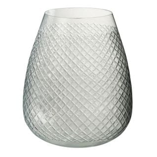 Vase Design En Verre "carreaux" 25cm Transparent