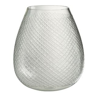 Vase Design En Verre "carreaux" 31cm Transparent