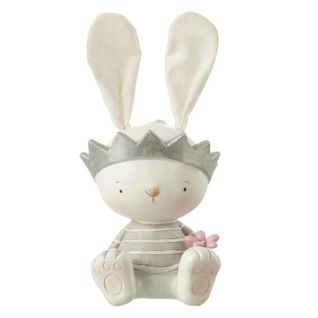 Tirelire Enfant "lapin Assis" 29cm Blanc et Gris