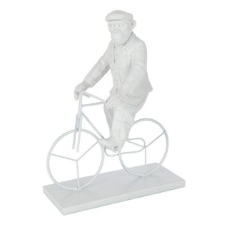 Statuette Déco "singe Vélo" 33cm Blanc