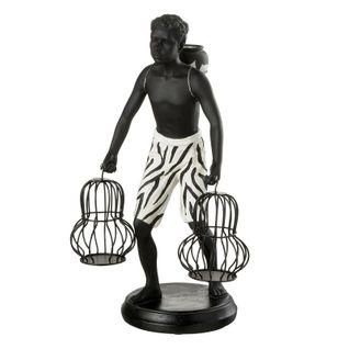 Statuette Déco "garçon Debout Panier" 31cm Noir