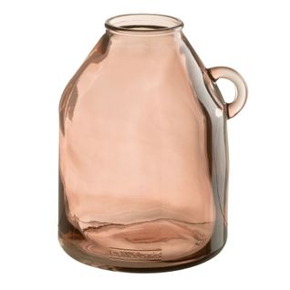 Vase Anse En Verre "bouteille" 25cm Rose