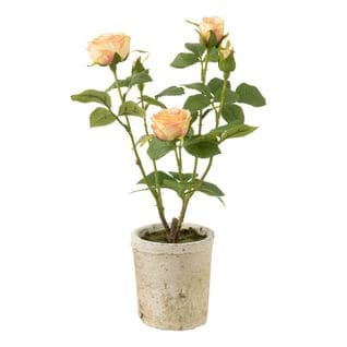 Plante Artificielle En Pot "rosier" 38cm Jaune