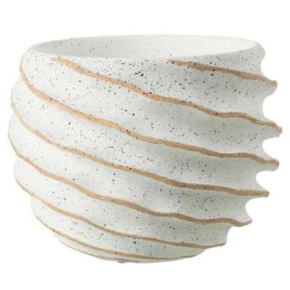 Cache-pot Design "streep" 27cm Blanc Et Beige