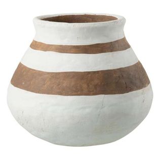 Vase Design "kenia" 27cm Blanc Et Marron