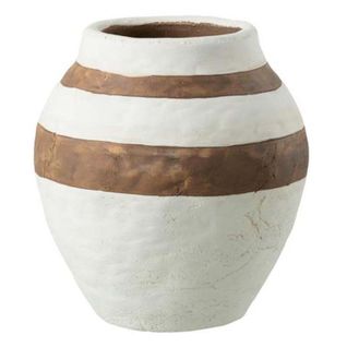 Vase Design "kenia" 22cm Blanc Et Marron