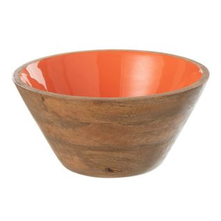 Saladier Rond En Bois "kos" 24cm Marron et Orange