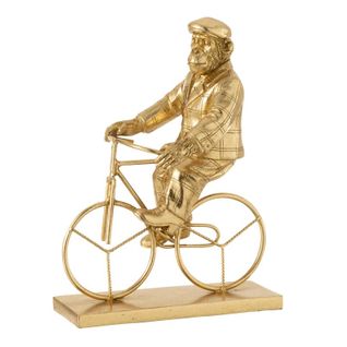 Statuette Déco "singe Vélo" 27cm Or