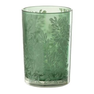 Photophore Design En Verre "flora" 18cm Vert