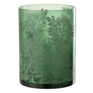 Photophore Design En Verre "flora" 24cm Vert