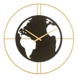 Horloge Murale "carte Du Monde" 60cm Noir Et Or