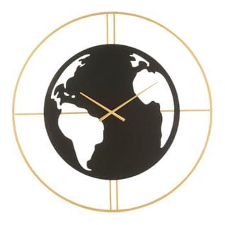 Horloge Murale "carte Du Monde" 90cm Noir Et Or
