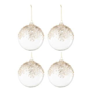 Lot De 4 Boules De Noël "éva" 12cm Transparent et Or