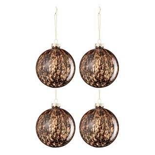 Lot De 4 Boules De Noël "tache" 10cm Marron et Noir