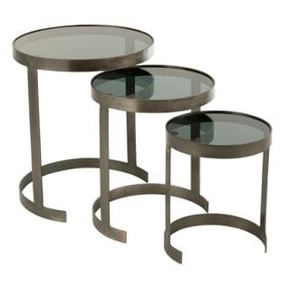 Lot De 3 Tables D'appoint Gigognes "soni" 54cm Gris