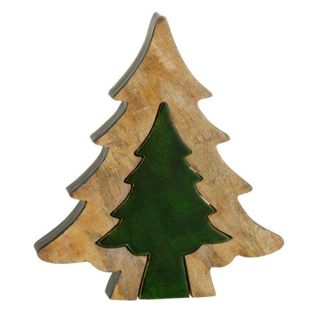 Sapin De Noël à Poser "puzzle" 30cm Vert et Naturel