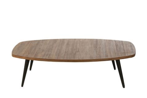 Table Basse Ovale En Teck Recyclé Brossé Et En Métal L120 - Dili