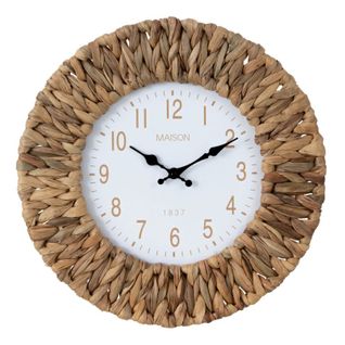 Horloge Murale En Jacinthe "flore" 40cm Naturel