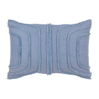 Coussin Déco à Franges Lignes "santorin" 30x45cm Bleu