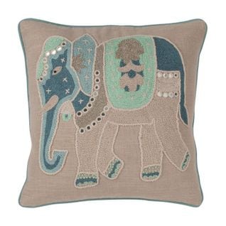 Coussin Design Éléphant "mediterranean" Gris et Bleu