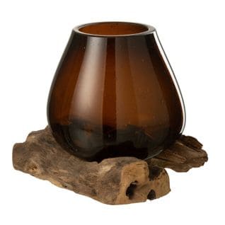 Vase Design Sur Pied "gamal" 23cm Marron