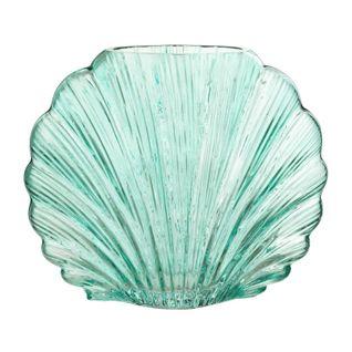 Vase En Verre Design "coquillage" 25cm Azur