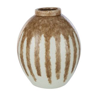 Vase En Céramique "peinture" 22cm Beige et Marron