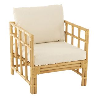 Fauteuil En Rotin et Coussin "elise" 73cm Naturel