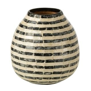 Vase Boule Design "coquillage" 23cm Noir et Blanc