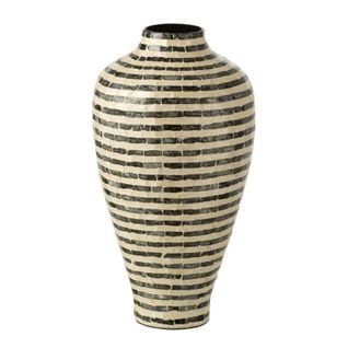 Vase Design Rayé "coquillage" 48cm Noir Et Blanc
