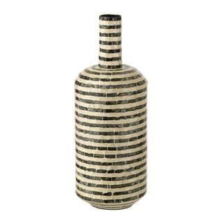 Vase Bouteille Déco "coquillage" 52cm Noir Et Blanc
