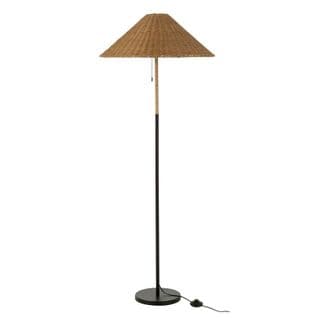 Lampadaire En Rotin "preston" 154cm Naturel et Noir