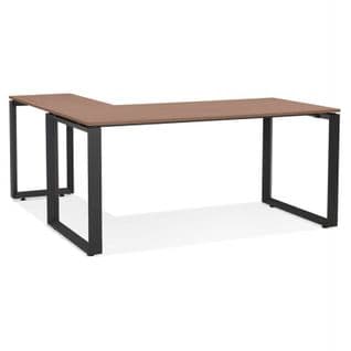 Bureau D'angle Design "abigano" 170cm Noyer et Noir