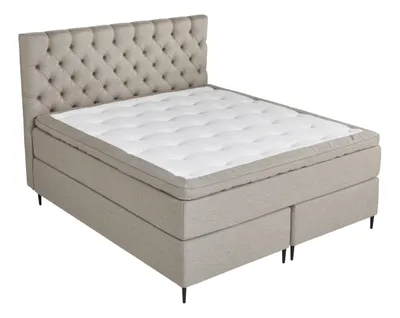 BOXSPRING lit complet taupe CONTINENTAL 160x200 cm/2x80x200 cm