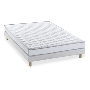 Pack Pret A Dormir Matelas 140x190 Cm + Sommier + Couette + 2 Oreillers 60x60 Cm - Ferme