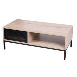 Table Basse Design Industriel Soho - L. 100 X H. 36 Cm - Noir
