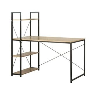 Table De Bureau Avec Étagère De Rangement En Bois Structure En Métal Noir Colorado 120x64xh120 Cm