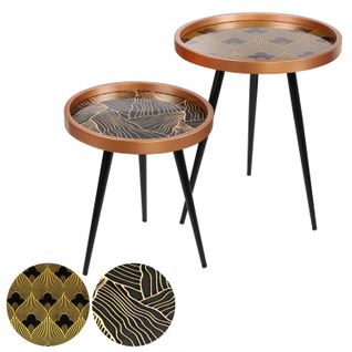 2 Tables D'appoint Design Art Décoration - Noir Et Doré
