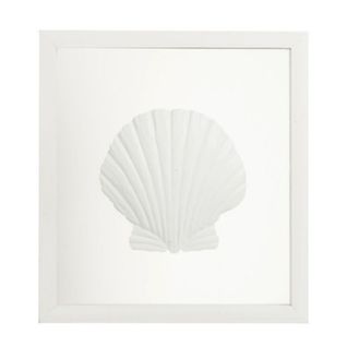 Cadre Déco Bois et Verre "coquillage" 35cm Blanc