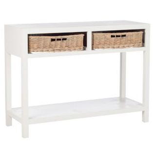 Console En Bois et 2 Paniers "tonnin" 110cm Blanc