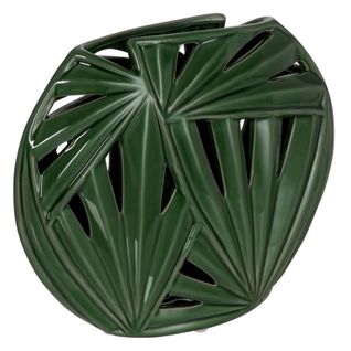 Vase Design Ovale Céramique "tropical" 32cm Vert