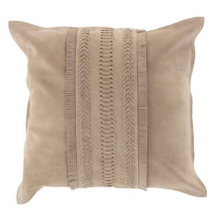 Coussin Déco Carré Cuir "india" 45x45cm Gris Clair